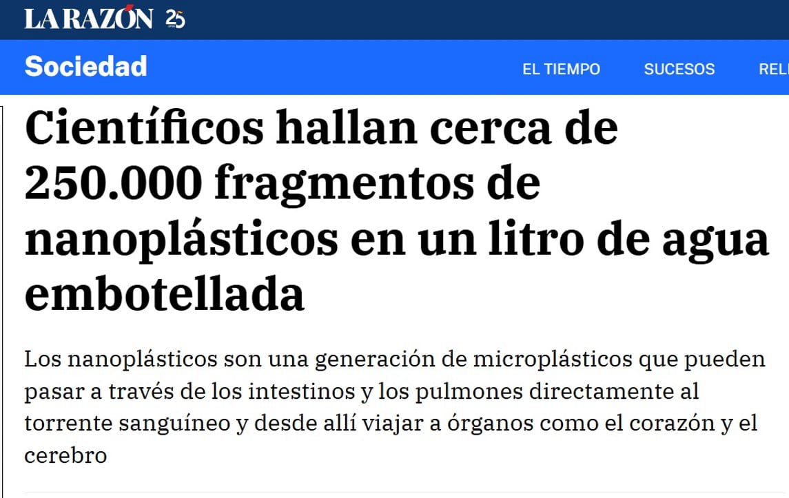 la razon Científicos hayan cerca de 250.000 partículas fragmentos de nanoplásticos en un litro de agua embotellada 