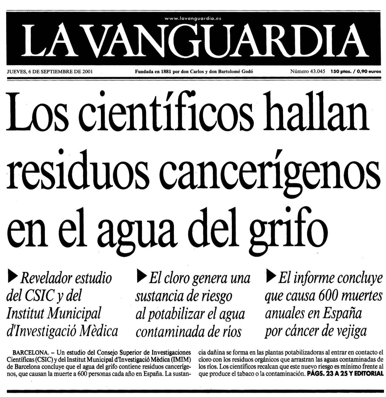 La Vanguardia Científicos hayan residuos cancerígenos en el agua del grifo
